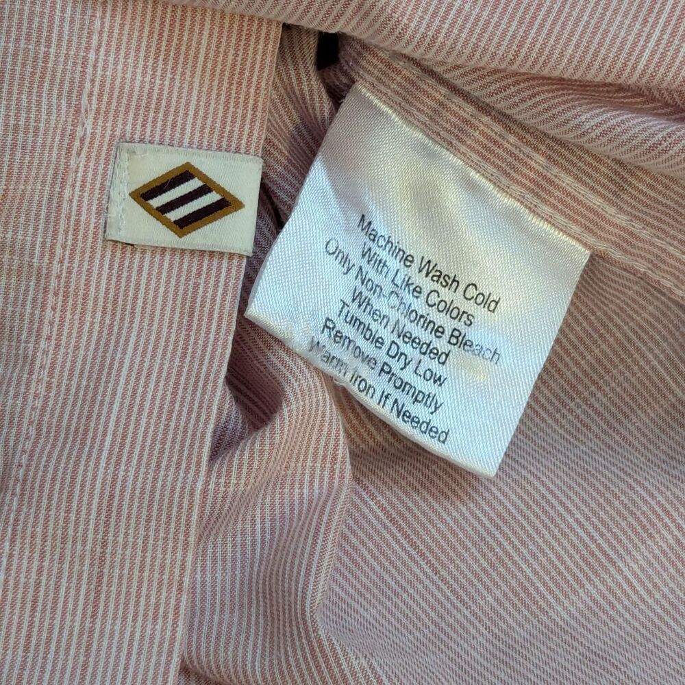 Joseph Abboud Men's Pink and White Button Down Long Sleeve Shirt Large - Picture 8 of 8